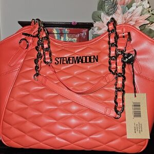 Steve Madden Large Quilted Coral Toye Handbag